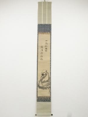 田中柏陰筆　達磨画賛　肉筆紙本掛軸（保護箱）